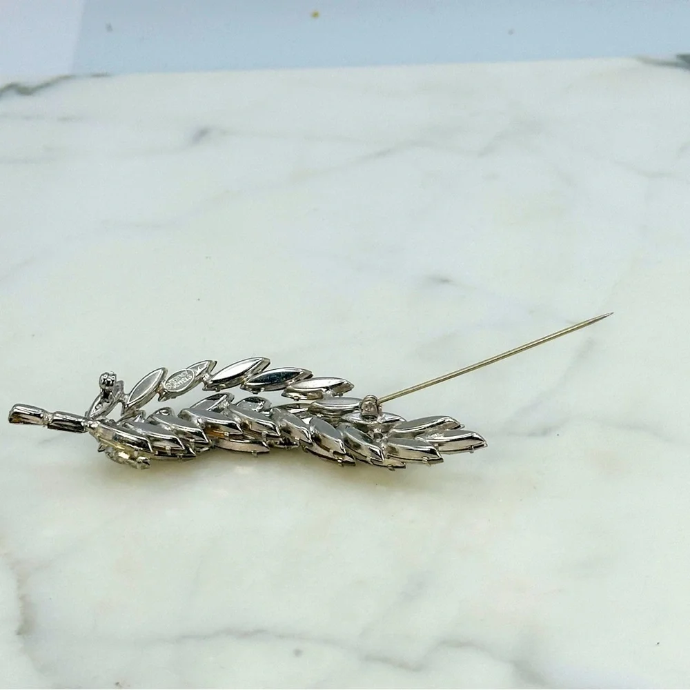 Vintage Regency Jewels Brooch Pin Signed Clear Facet Navette Rhinestone 50s 60s